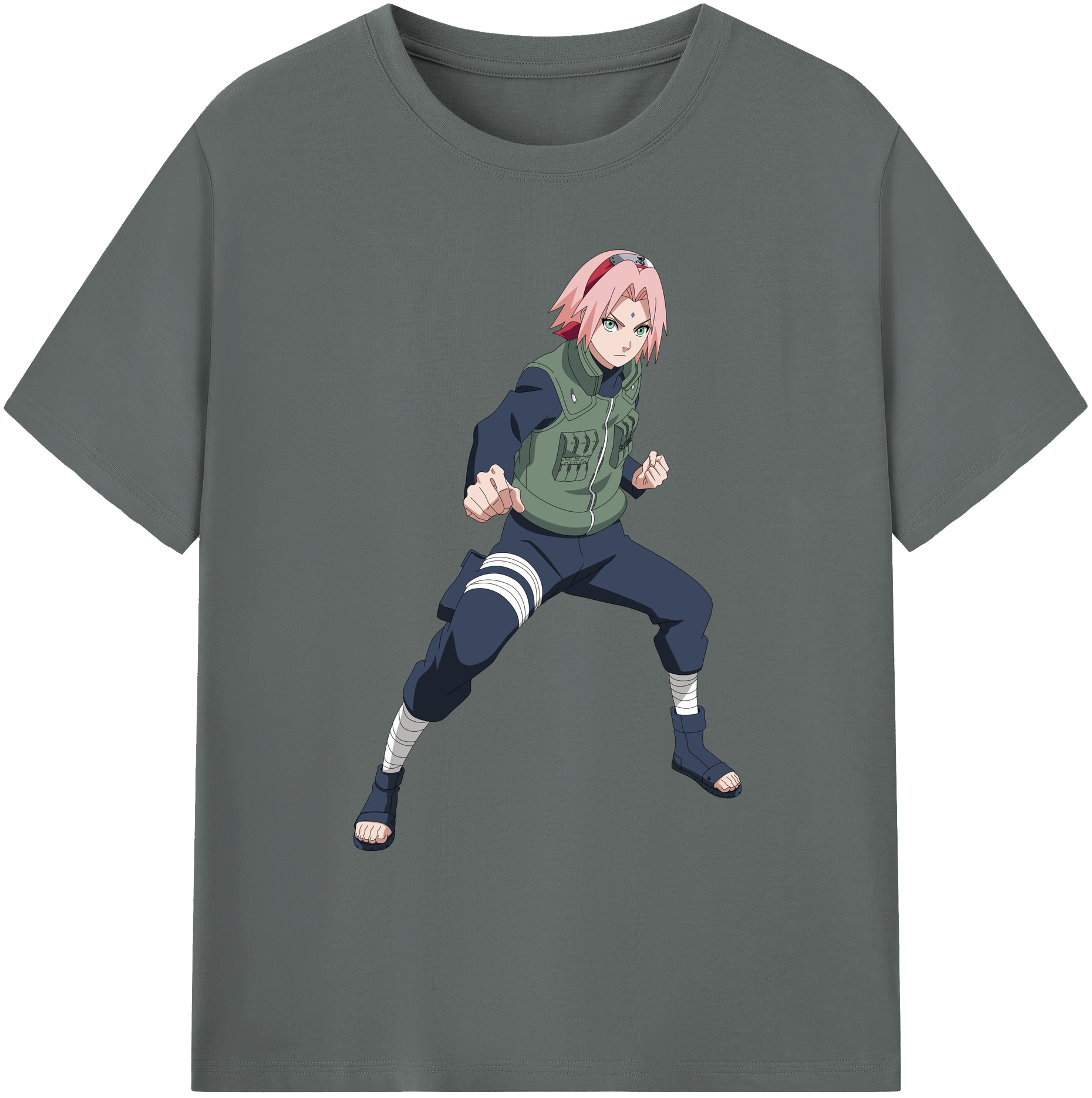 （画像用） NARUTO -ナルト- 春野サクラ Haruno Sakura 綿100％ メンズ半袖Tシャツ｜肌触りやわらか＆通気性
